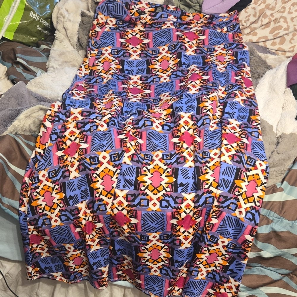 New Directions Vibrant Maxi Skirt with Geometric Patterns